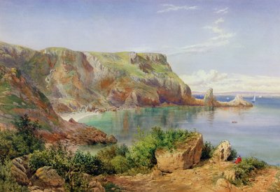 アンスティーズコーブ、ババクーム、デボン、1861年（紙に鉛筆とトイレ） 作： John William Salter